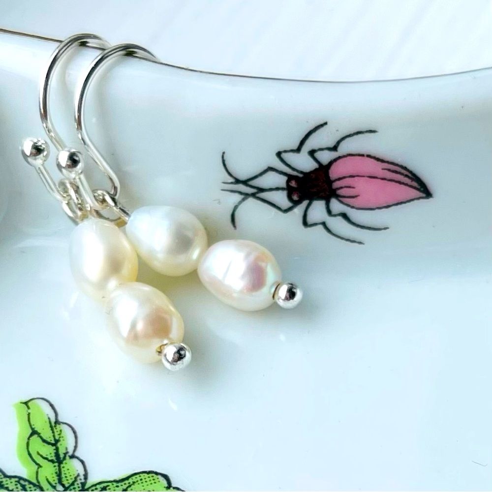 🔥sterling silver & freshwater pearl earrings jewelry gift boho beach casual - Picture 2 of 10